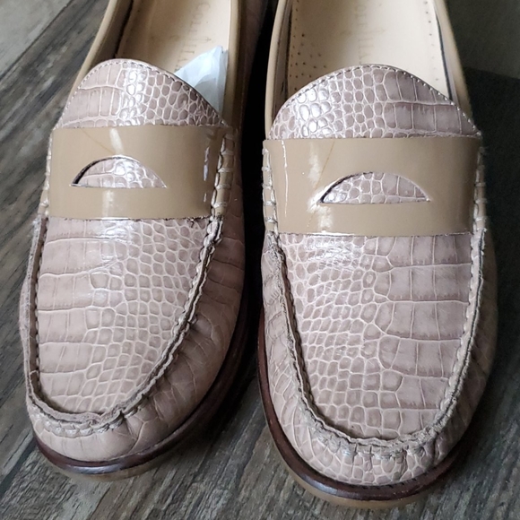 Cole Haan Laurel Maple Sugar Leather Croc Loafers - Picture 7 of 13